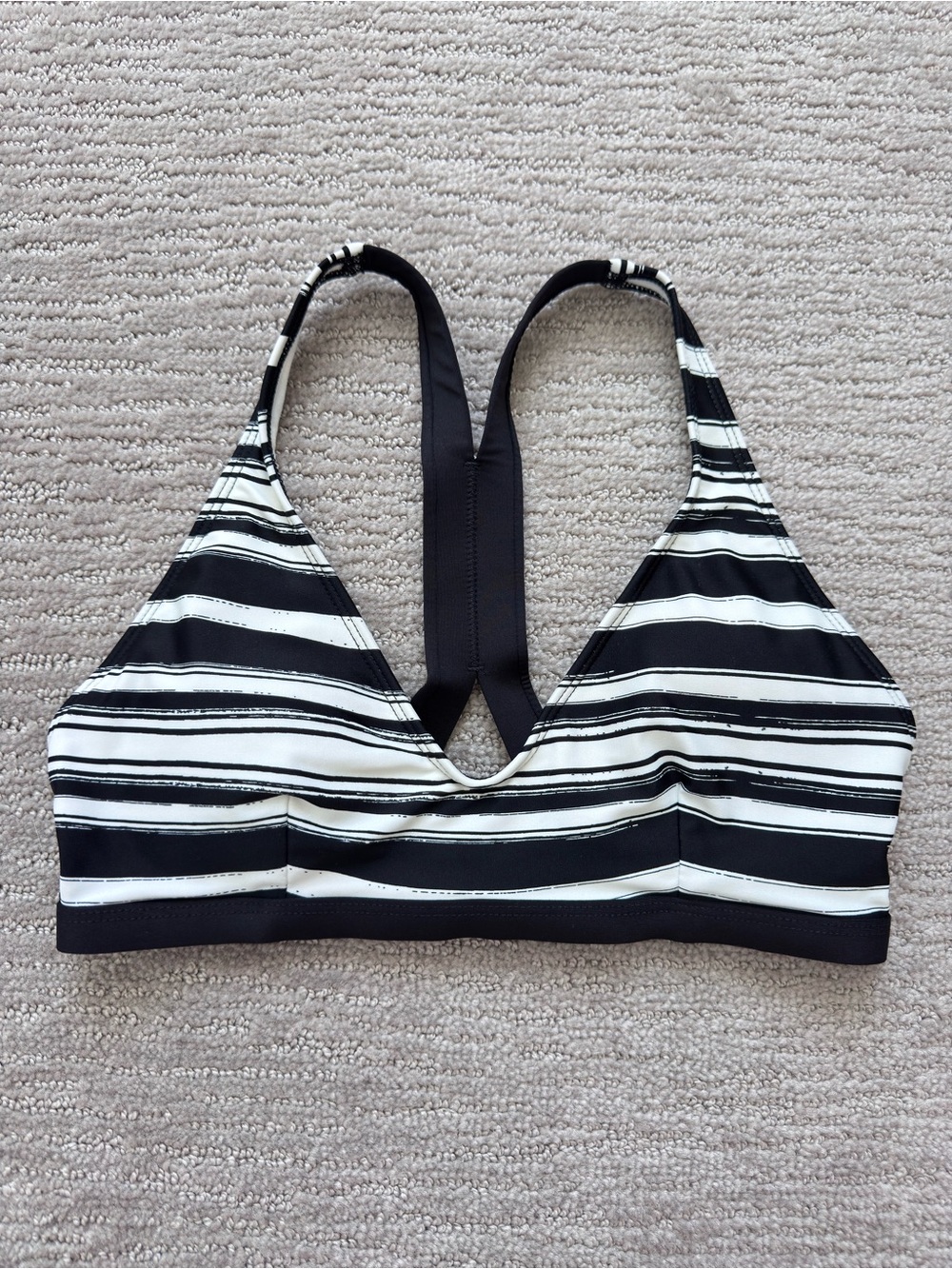 Patagonia Bottom Turn Racerback Bikini Top Black & White Stripe S Beach Coastal